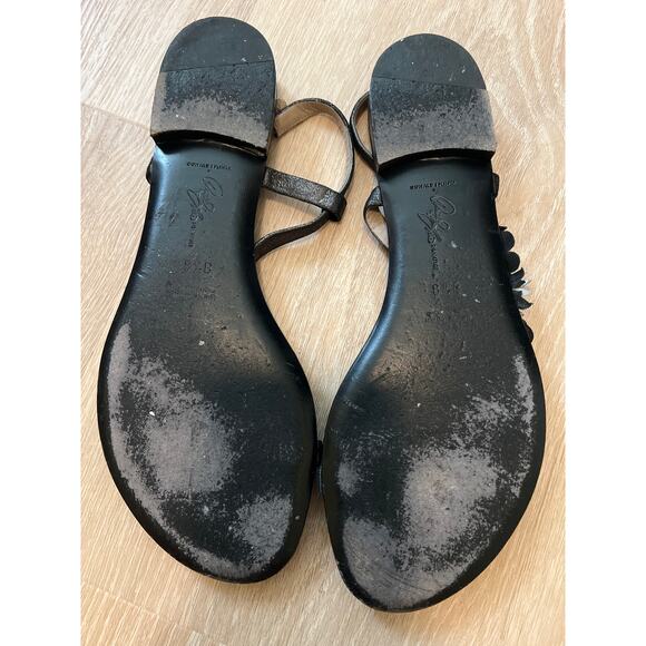 Womens Donald Pliner Signature Flower Sandals Size 8.5 Donald & Lisa Flat Black - Picture 5 of 5
